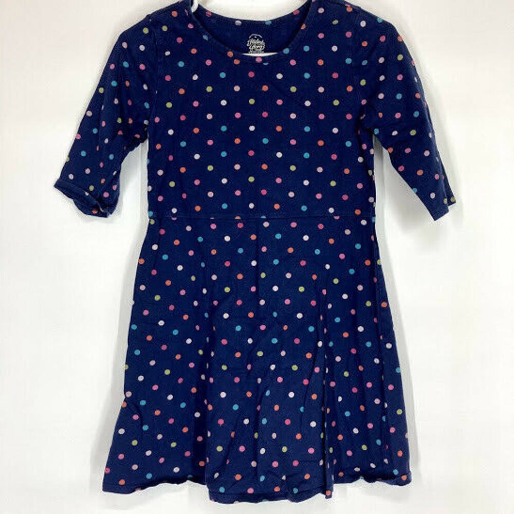 Faded Glory Navy Blue Polka Dot L/S Dress Kid’s XL